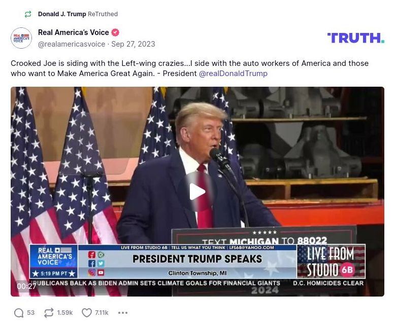 Post image from Donald Trump