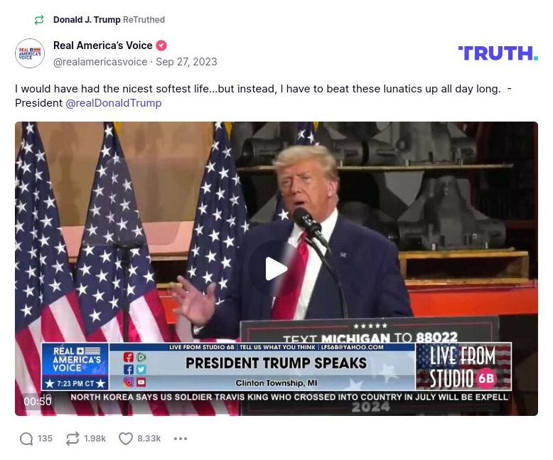 Post image from Donald Trump