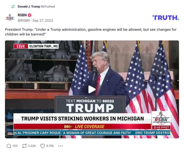 Post image from Donald Trump