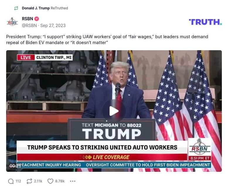 Post image from Donald Trump