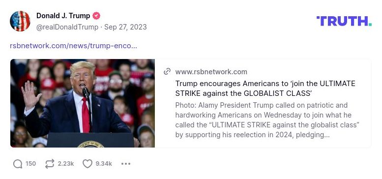 Post image from Donald Trump