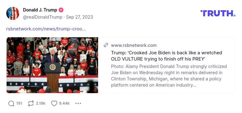 Post image from Donald Trump