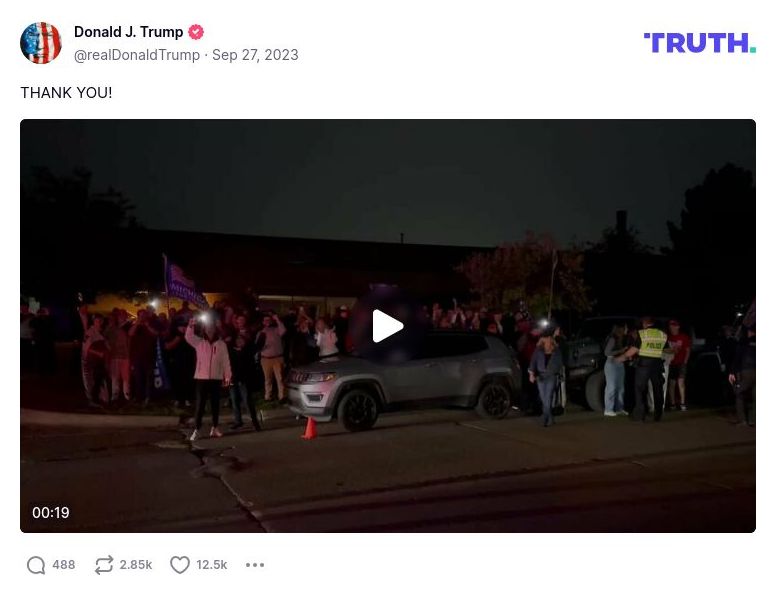 Post image from Donald Trump