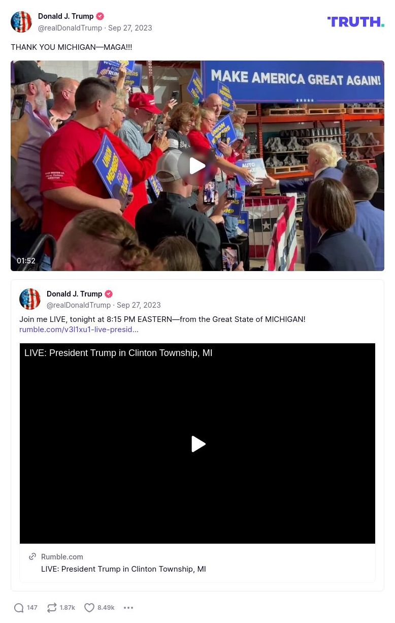 Post image from Donald Trump