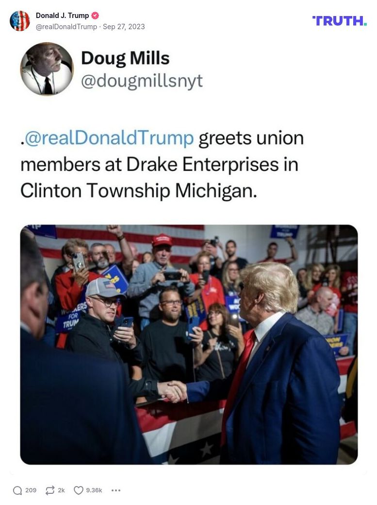 Post image from Donald Trump