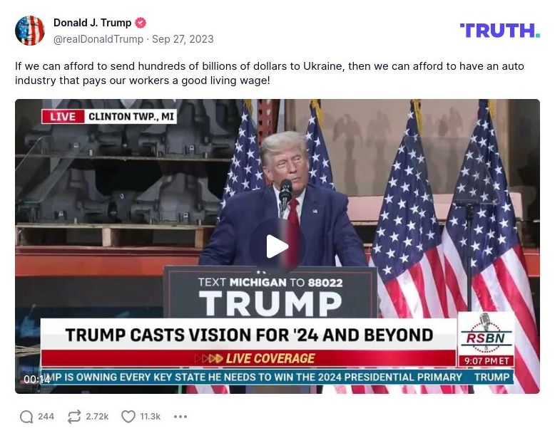 Post preview from Donald Trump