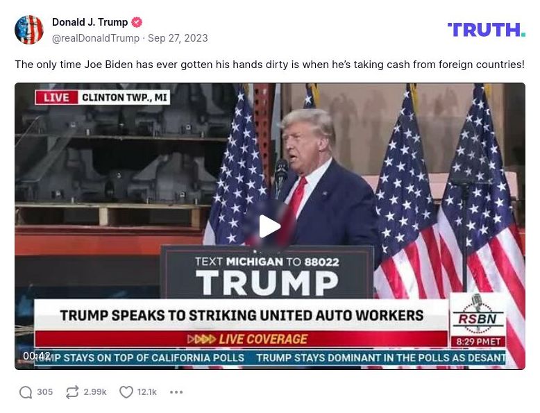 Post image from Donald Trump