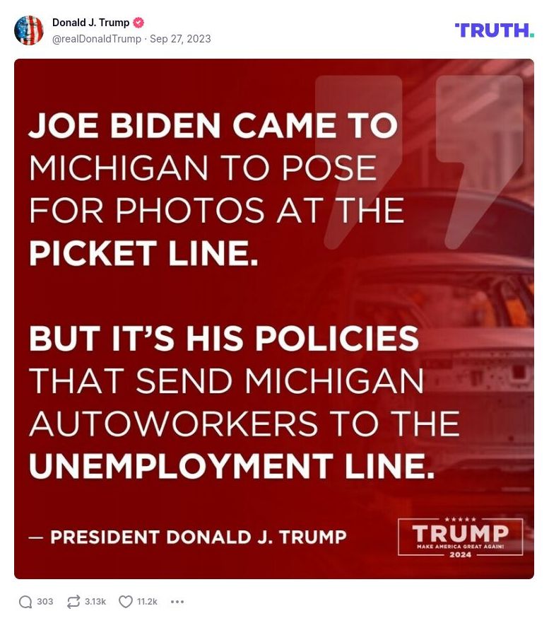 Post image from Donald Trump