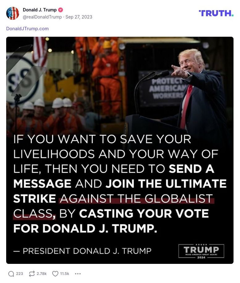 Post image from Donald Trump