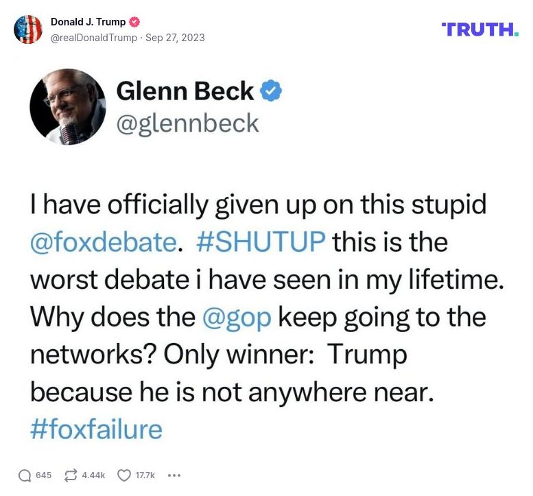 Post image from Donald Trump