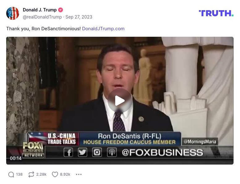 Post image from Donald Trump