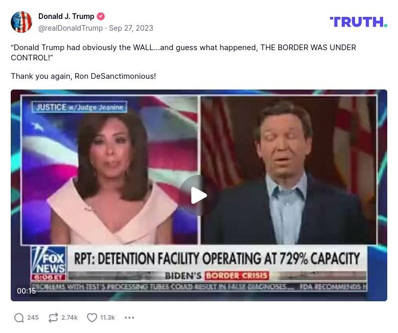 Post image from Donald Trump