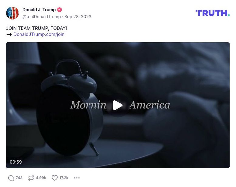 Post image from Donald Trump