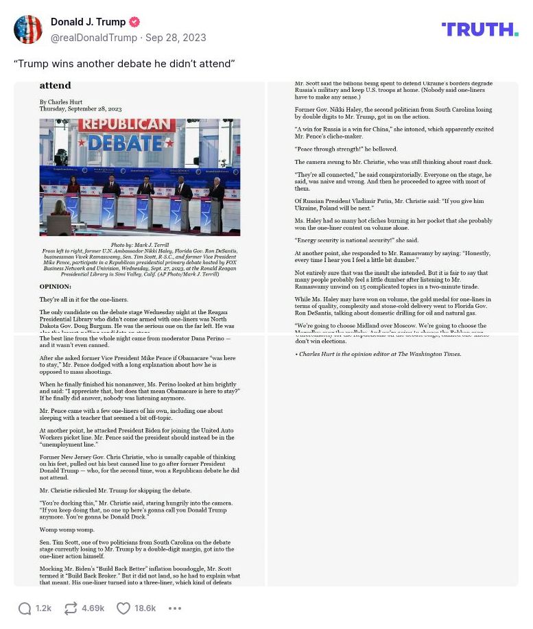 Post image from Donald Trump