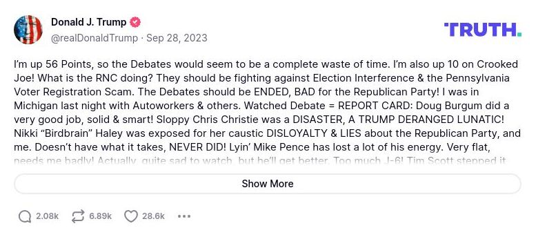 Post image from Donald Trump