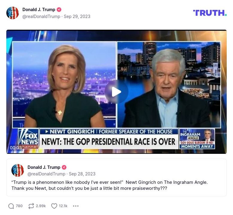 Post image from Donald Trump