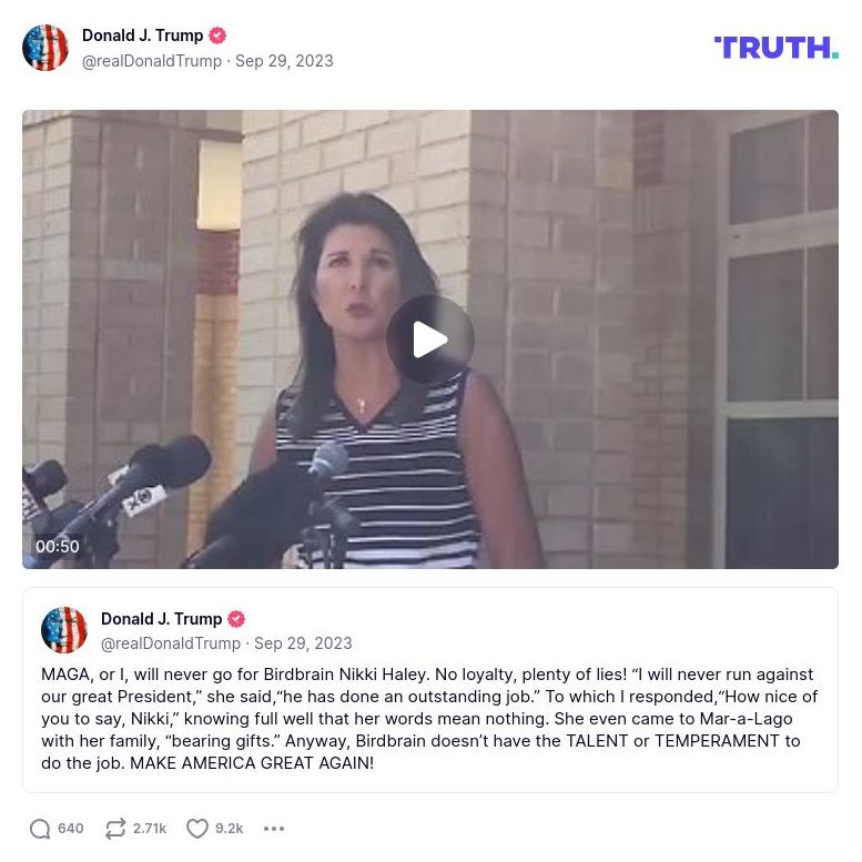 Post image from Donald Trump