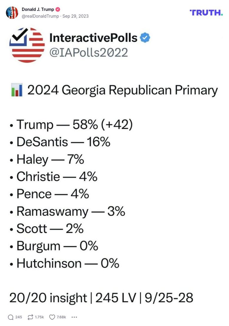 Post image from Donald Trump