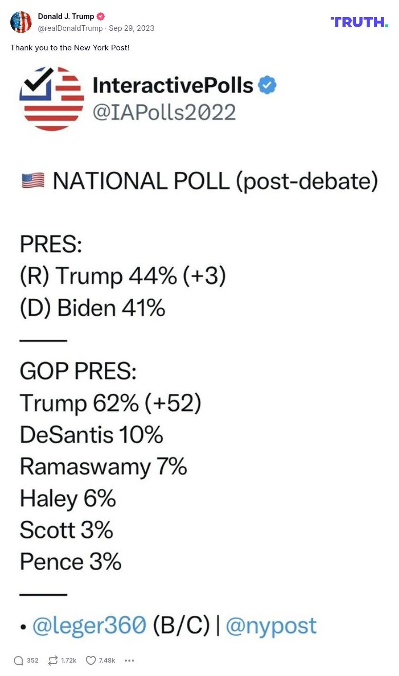 Post image from Donald Trump