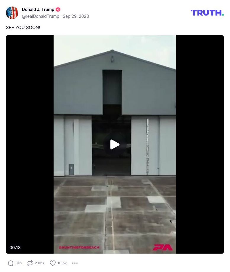 Post image from Donald Trump