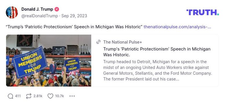 Post image from Donald Trump