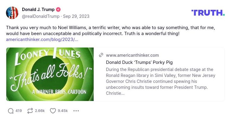 Post image from Donald Trump