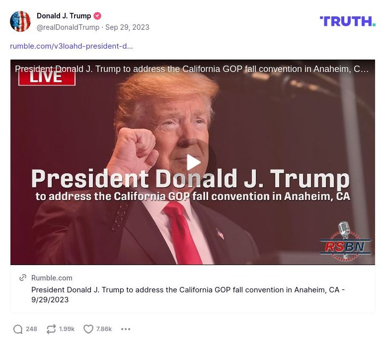 Post image from Donald Trump