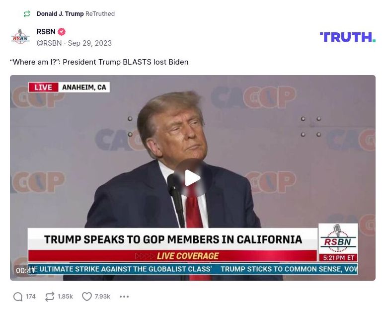 Post image from Donald Trump