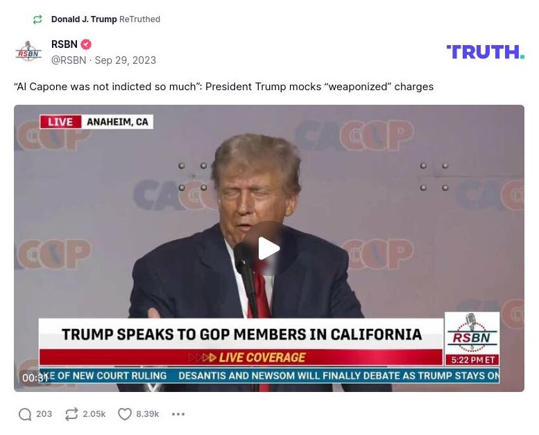 Post image from Donald Trump