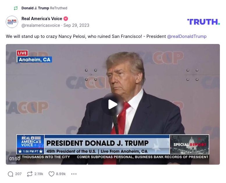 Post image from Donald Trump