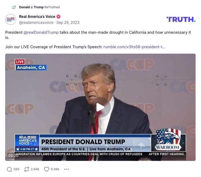 Post image from Donald Trump