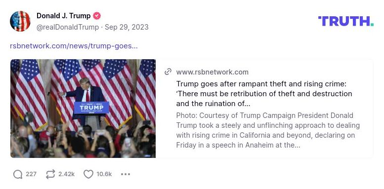 Post image from Donald Trump