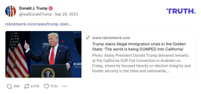 Post preview from Donald Trump