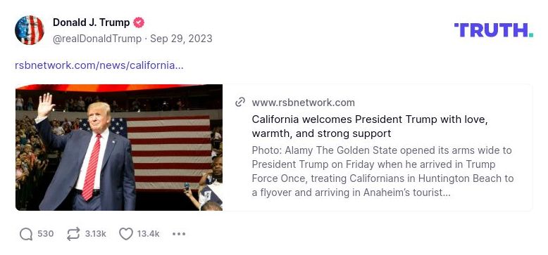 Post image from Donald Trump