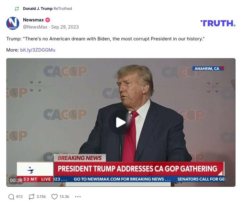 Post image from Donald Trump