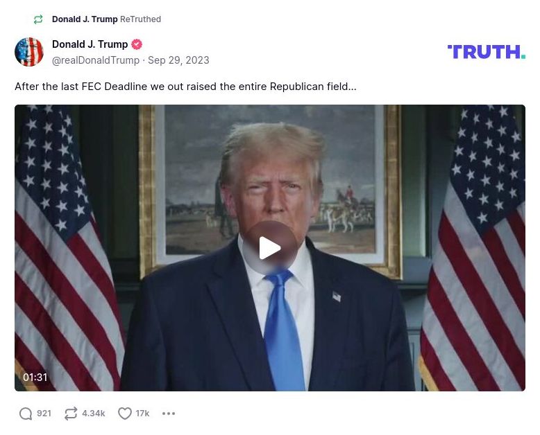 Post image from Donald Trump