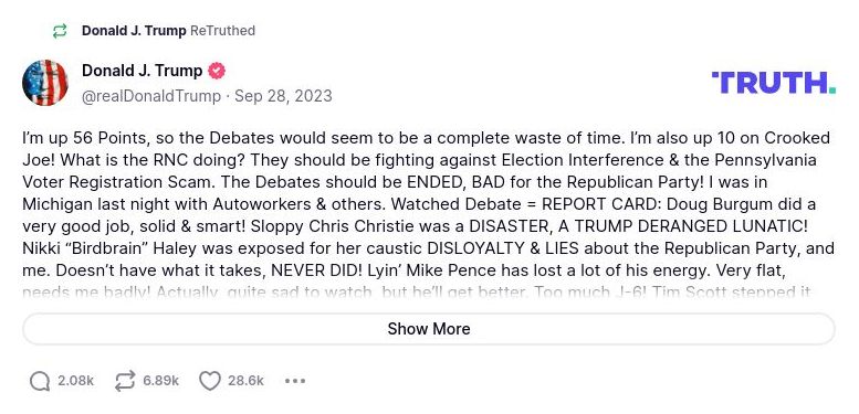 Post image from Donald Trump