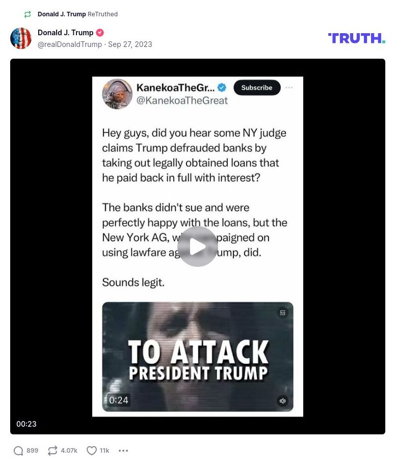 Post image from Donald Trump