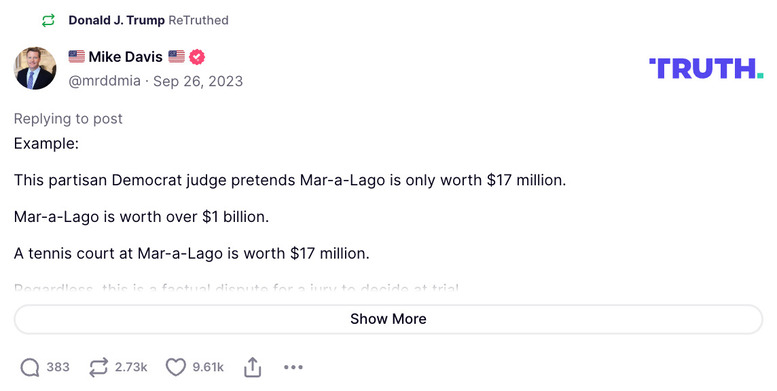 Post image from Donald Trump