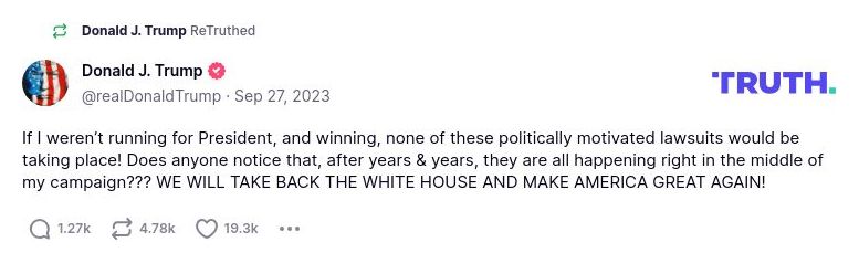 Post image from Donald Trump