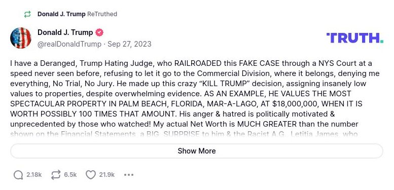 Post image from Donald Trump