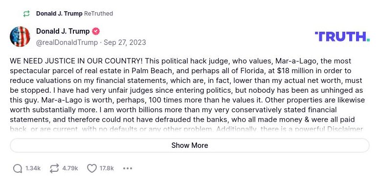 Post image from Donald Trump