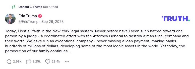 Post image from Donald Trump