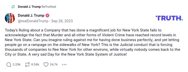 Post image from Donald Trump