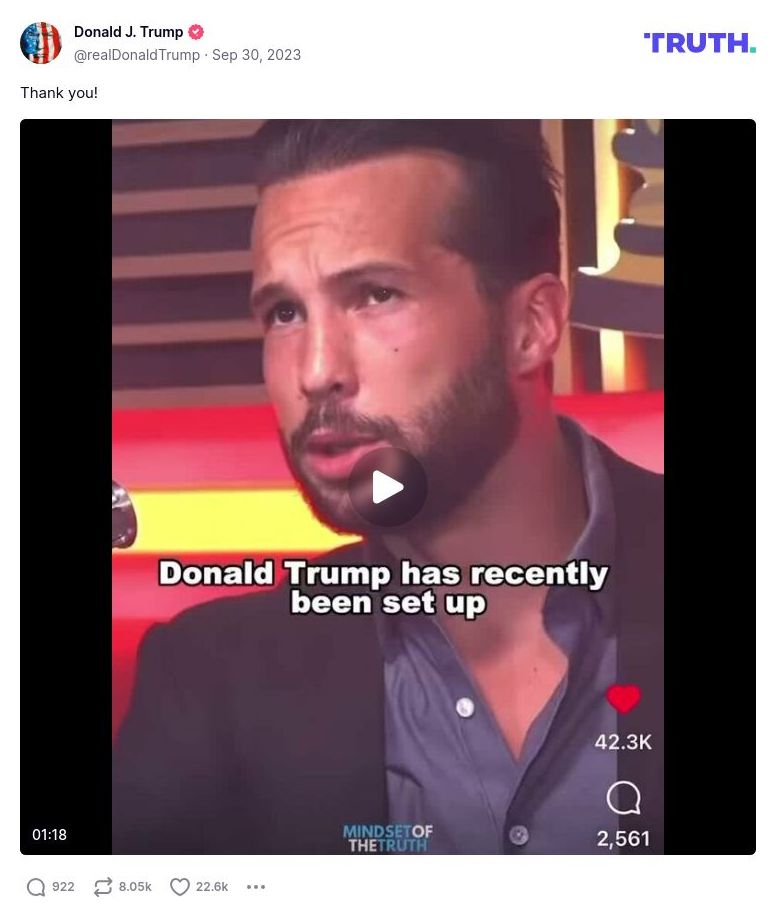 Post image from Donald Trump