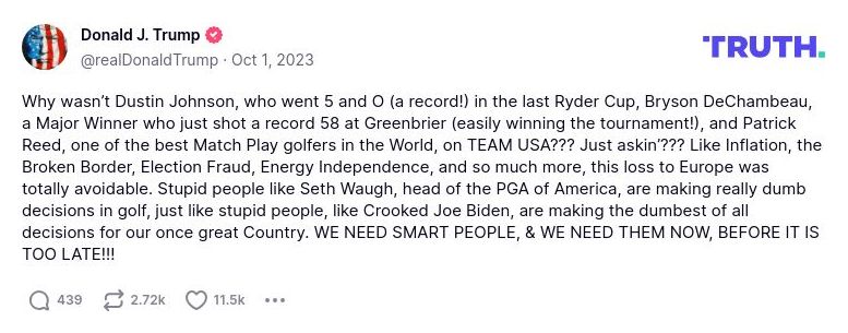 Post preview from Donald Trump