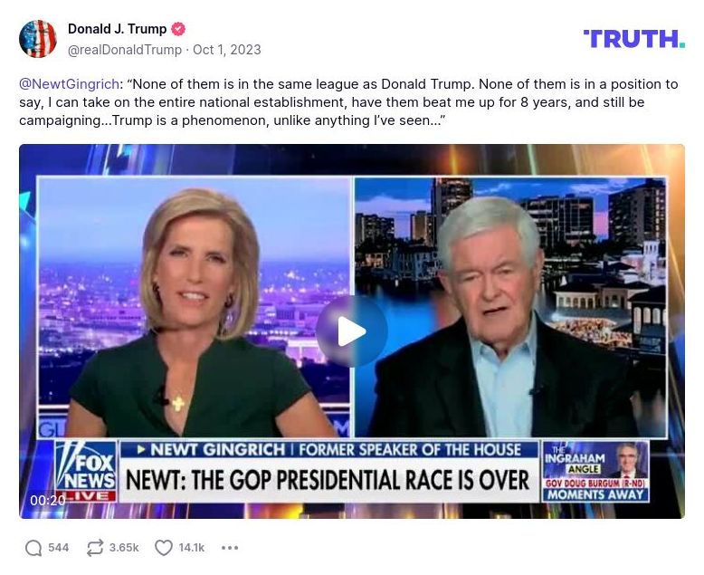 Post image from Donald Trump