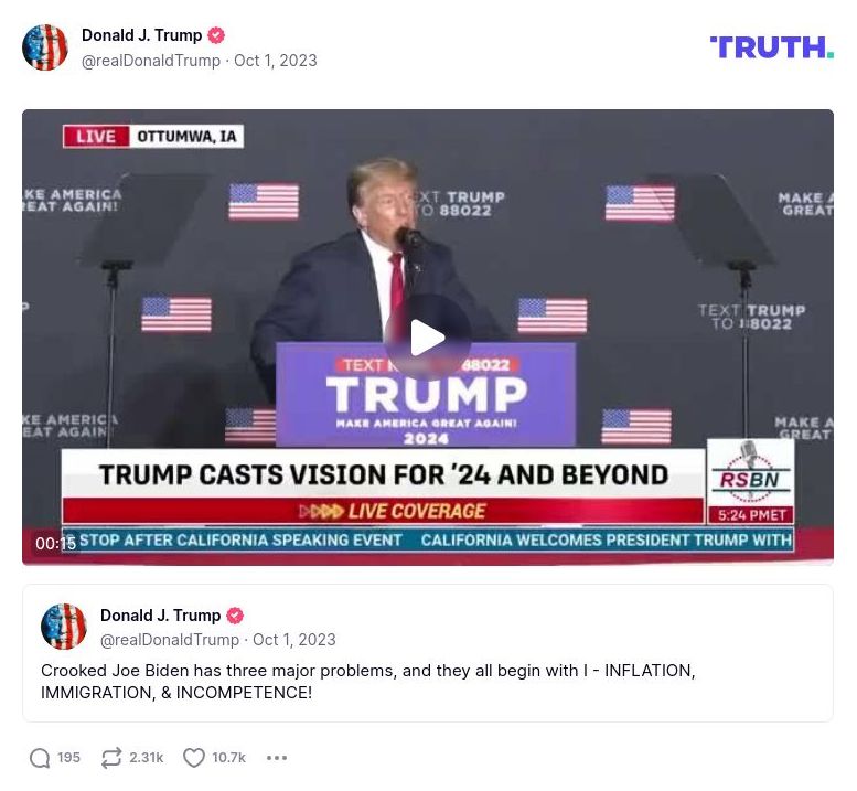 Post image from Donald Trump