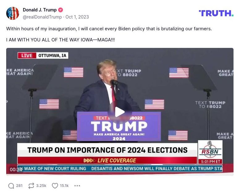 Post image from Donald Trump