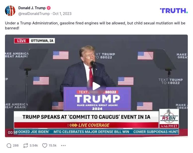 Post image from Donald Trump